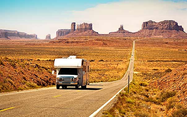 rv motorhome desert road